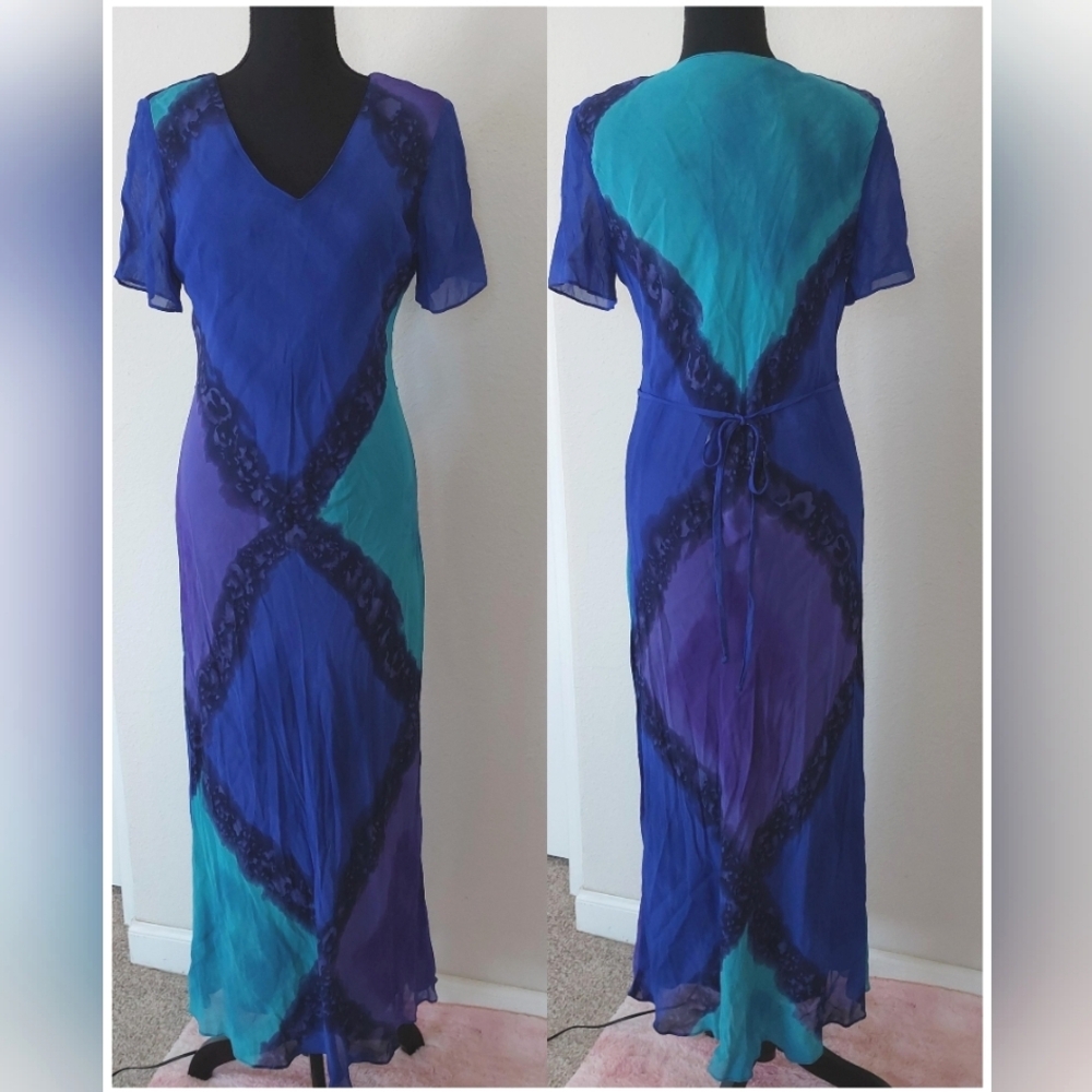 R.J Collection Chelsea‎ Rousso Vintage Ombre Maxi Dress Size 8